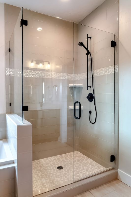 Minimalist Shower with Black Fixtures
