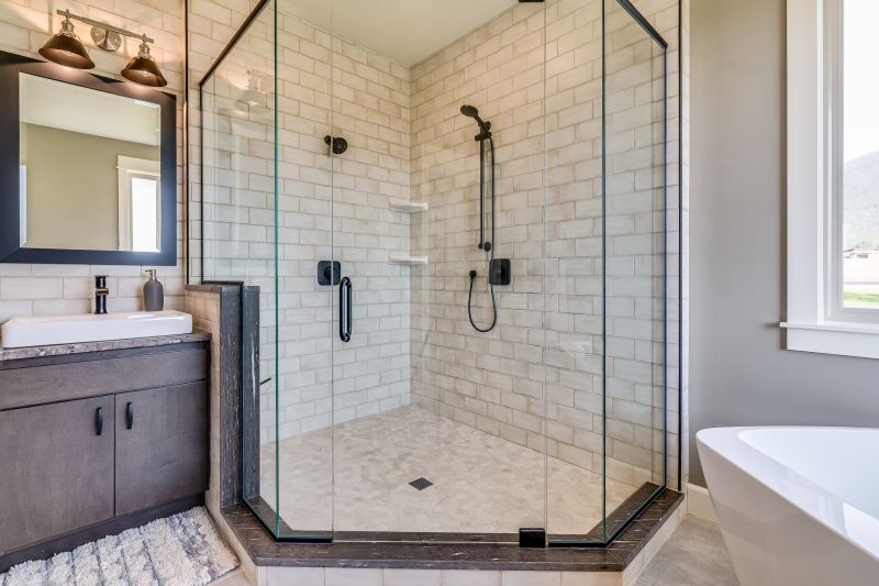 Glass Panel Shower with Floating Bench